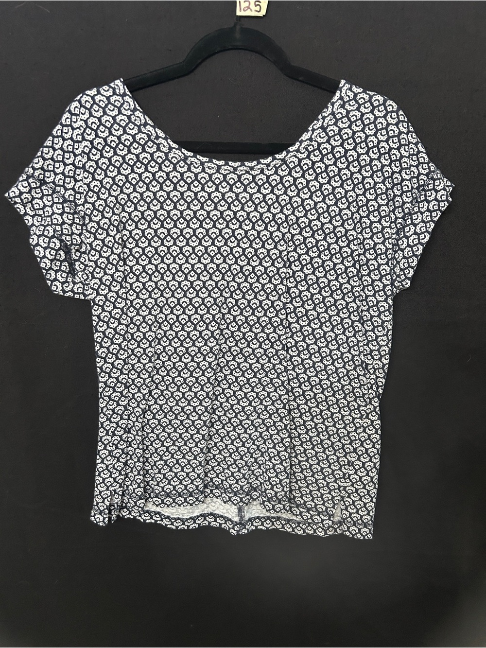 Women’s T by Talbots Navy White Printed Short Sleeve Top Large